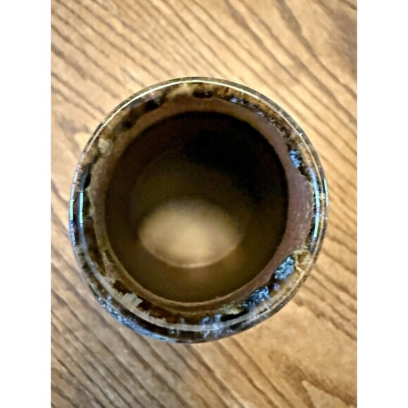 Vintage Pottery Craft Vase Drip High Glaze Art Pottery 5" Rust Brown Bluen USA - Picture 5 of 13